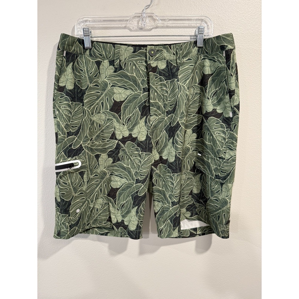 Tommy Bahama Swim Trunks Men 35 Green Palm Leaf Print Paradise Nation Mesh Lined